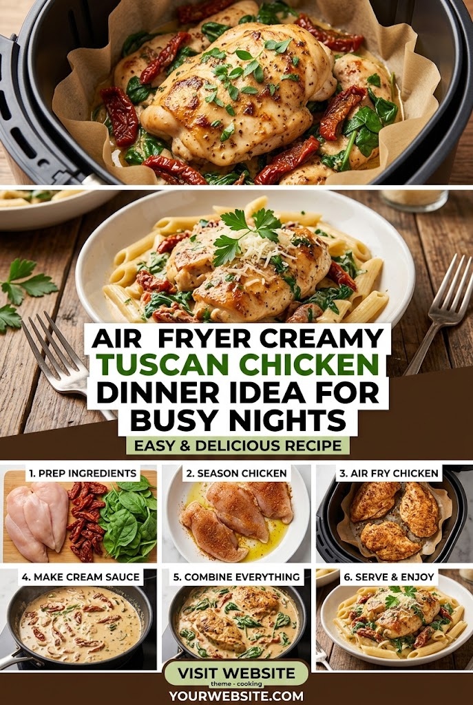 Air Fryer Creamy Tuscan Chicken Dinner Idea for Busy Nights