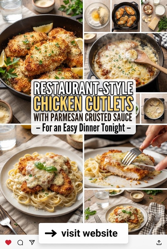 Restaurant-Style Chicken Cutlets with Parmesan Crusted Sauce – For an Easy Dinner Tonight