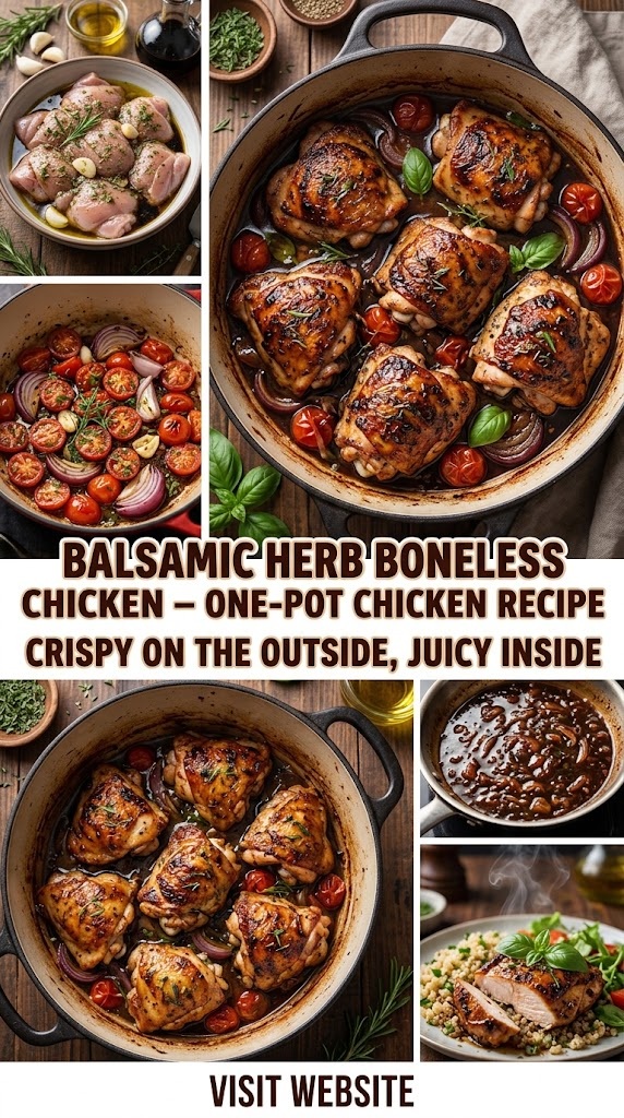 Balsamic Herb Boneless Chicken – One-Pot Chicken Recipe Crispy on the Outside, Juicy Inside